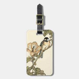 Oriental Bird Perched on Branch Luggage Tag