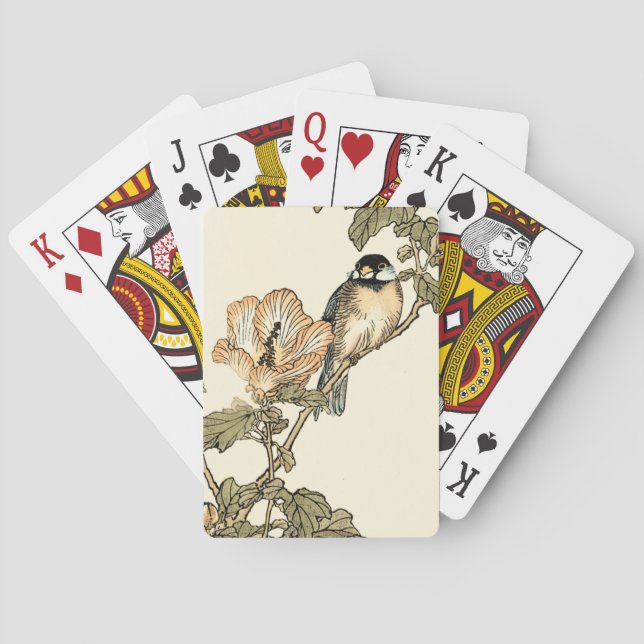 Oriental Bird Perched on Branch Playing Cards (Back)