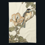 Oriental Bird Perched on Branch Tea Towel<br><div class="desc">This art print displays sharp,  vivid image of an oriental bird perched on a branch. Below it there is an orange flower with a high degree of colour accuracy. This contemporary fine art print of a traditional Oriental-inspired art will add character to any wall in your house.</div>