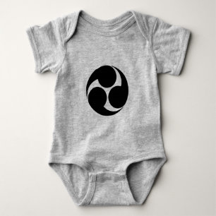 Oriental Black Kobayakawa Japan Mon Kamon Art Baby Bodysuit