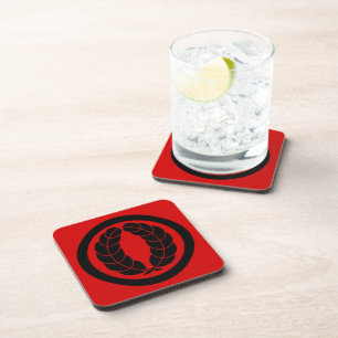 Oriental Black Nakagawa Japan Kamon Mon Art Coaster