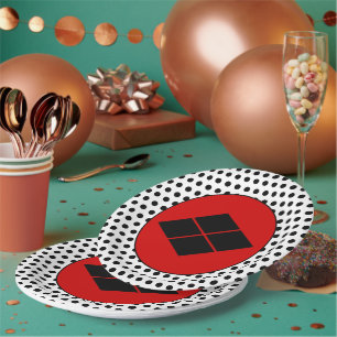 Oriental Black Red Takeda Japan Mon Art Paper Plate