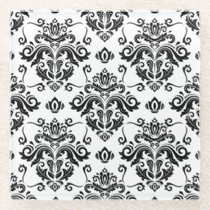 Oriental Black & White: Classic Texture Glass Coaster