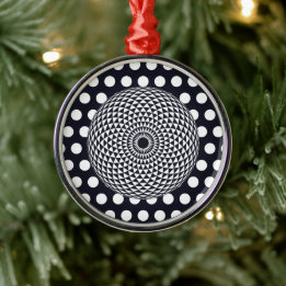 Oriental Black White Mandala Geometric Art Metal Tree Decoration