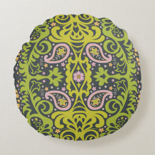 Oriental Bliss: Paisley Floral Pattern Round Cushion