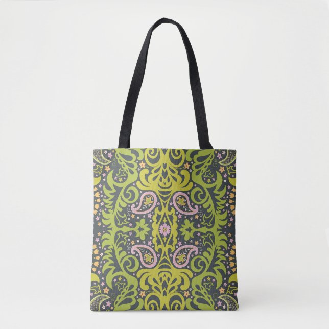 Oriental Bliss: Paisley Floral Pattern Tote Bag (Front)