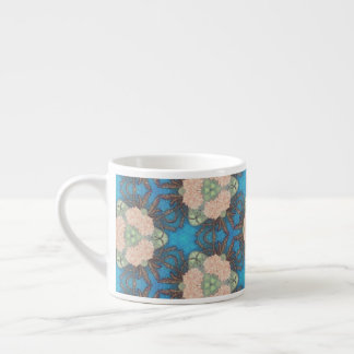 Oriental bloom pattern with ocean blue background espresso cup