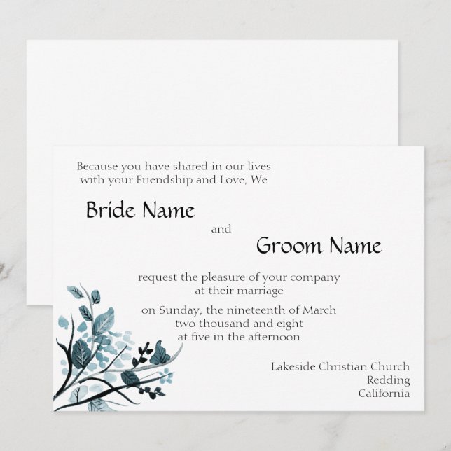 Oriental blossom Wedding Invitation Tem (Front/Back)