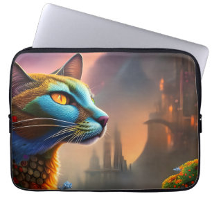 Oriental blue calico wild cat, Dystopian   Laptop Sleeve