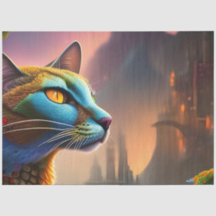 Oriental blue calico wild cat, Dystopian Tissue Paper