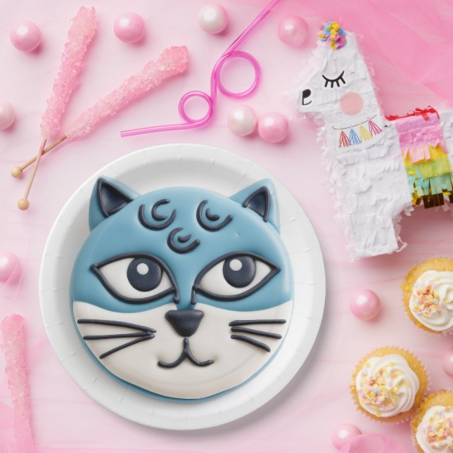 Oriental Blue Cat 3D Inspired Paper Plate (Party)