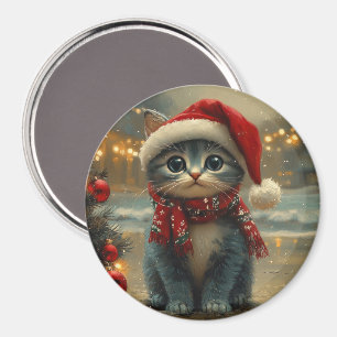 Oriental Blue Cat Christmas Vintage Beach Magnet