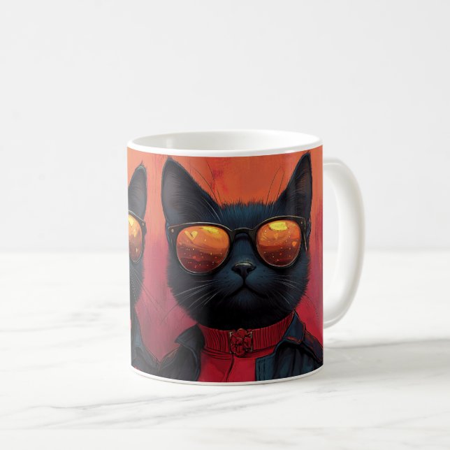 Oriental Blue Cat with Heart Roses Valentine's Day Coffee Mug (Front Right)