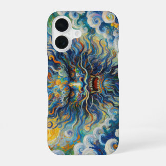 Oriental blue dragon Van Gogh clouds mashup iPhone 16 Case
