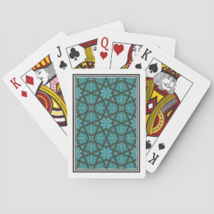 Oriental Blue Green Grey Arabic Egypt Geometric Playing Cards