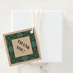 Oriental Blue Grey Arabic Egypt Geometric Pattern Favour Tags