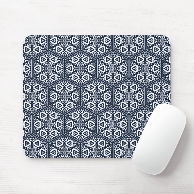 Oriental Blue Ottoman Turkish Tracery Vector Art Mouse Mat (With Mouse)