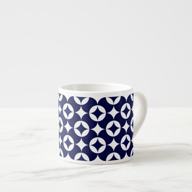 Oriental Blue Overlapping Circles Shippo Geometric Espresso Cup (Front Right)