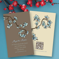Oriental Blue Peach Blossoms Elegant Chic Sakura