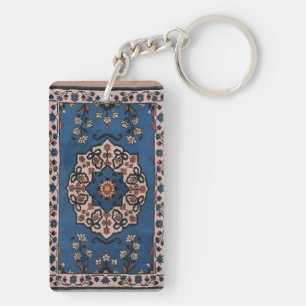 Oriental Blue Persian Turkish Pattern,Carpet Key Ring