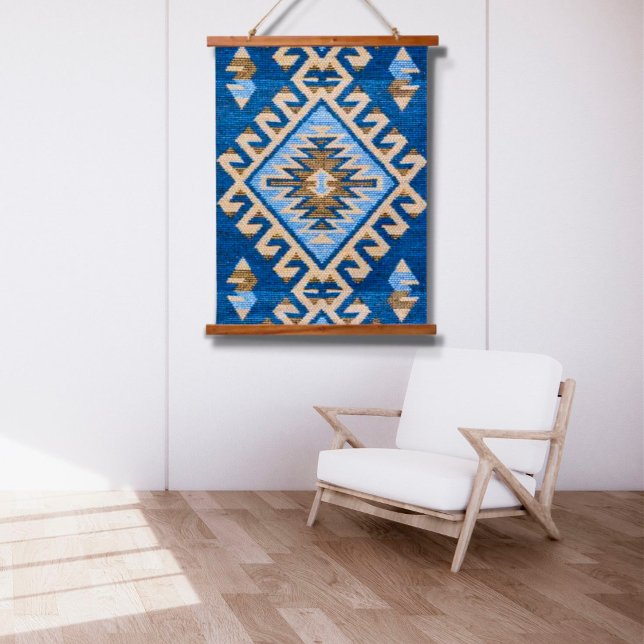 Oriental Blue Turkish Kilim Rug Wall Hanging Tapestry (Creator Uploaded)