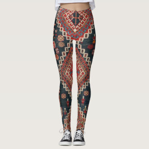 Oriental Blue Turkish Persian  Karbistan Carpet Leggings