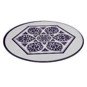 Oriental Blue Turkish Rosette Geometric Art Cutting Board