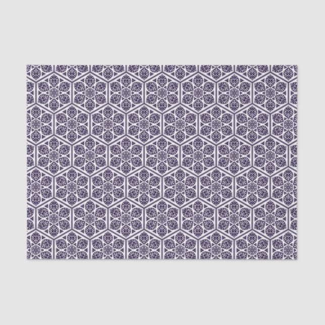 Oriental Blue Turkish Rosette Geometric Vector Art Tissue Paper (Front)