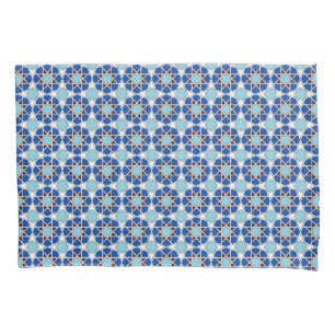Oriental Blue White Moroccan Geometric Arabesque Pillowcase