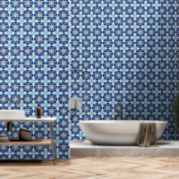 Oriental Blue White Moroccan Geometric Arabesque