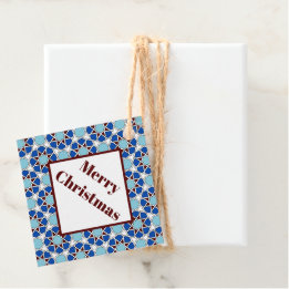 Oriental Blue White Moroccan Geometric Pattern Favour Tags