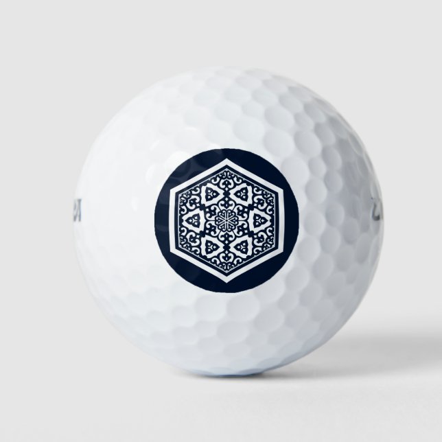 Oriental Blue White Ottoman Turkish Tracery Art Golf Balls (Front)
