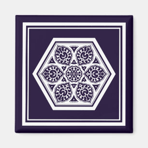 Oriental Blue White Ottoman Turkish Tracery Art Magnet