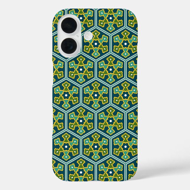 Oriental Blue Yellow Green Ottoman Turkish Hexagon Case-Mate iPhone Case (Back)