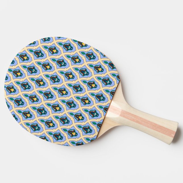 Oriental Blue Yellow Moroccan Arabic Tracery Art Ping Pong Paddle (Side)