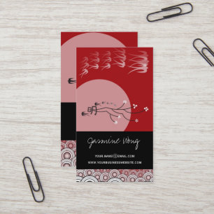 Oriental Bright Moon Swallows Birds Zen Modern Art Business Card