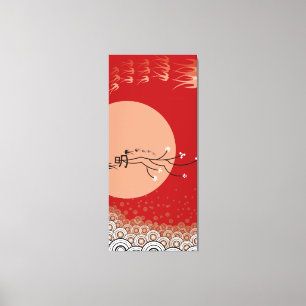 Oriental Bright Moon Swallows Birds Zen Modern Art Canvas Print