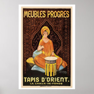 Oriental Carpet La Chaux-de-Fonds Vintage Poster