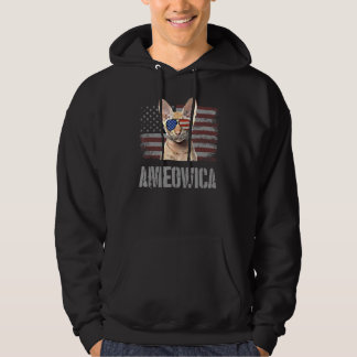 Oriental Cat  Ameowica Retro Usa American Flag Hoodie