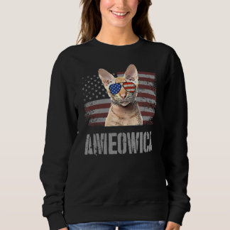 Oriental Cat  Ameowica Retro Usa American Flag Sweatshirt