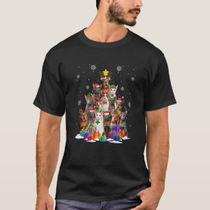 Oriental Cat Christmas Tree Cat Xmas Santa Hat T-Shirt