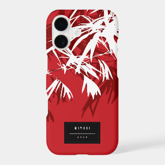 Oriental Chic Asian Chinese Red Bamboo Leaves Zen