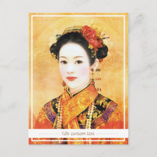 Oriental chinese lady vibrant beautiful portrait postcard