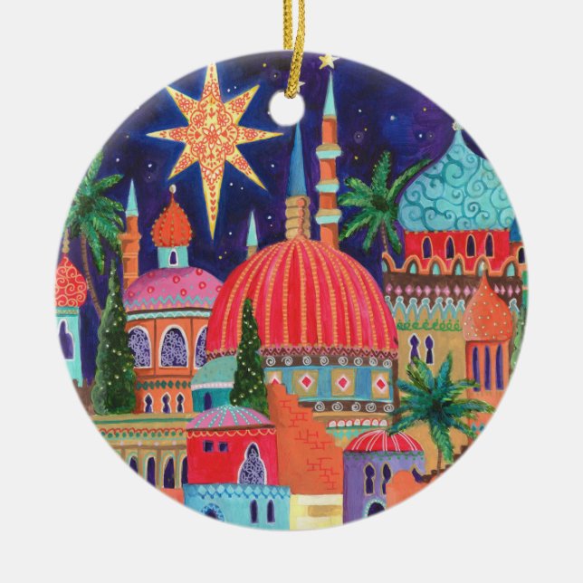 Oriental City Christmas Holiday  Ceramic Tree Decoration (Front)