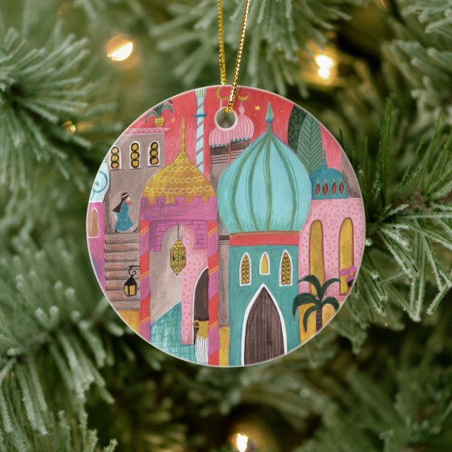 Oriental city religious Christmas Ceramic Tree Decoration (Tree)