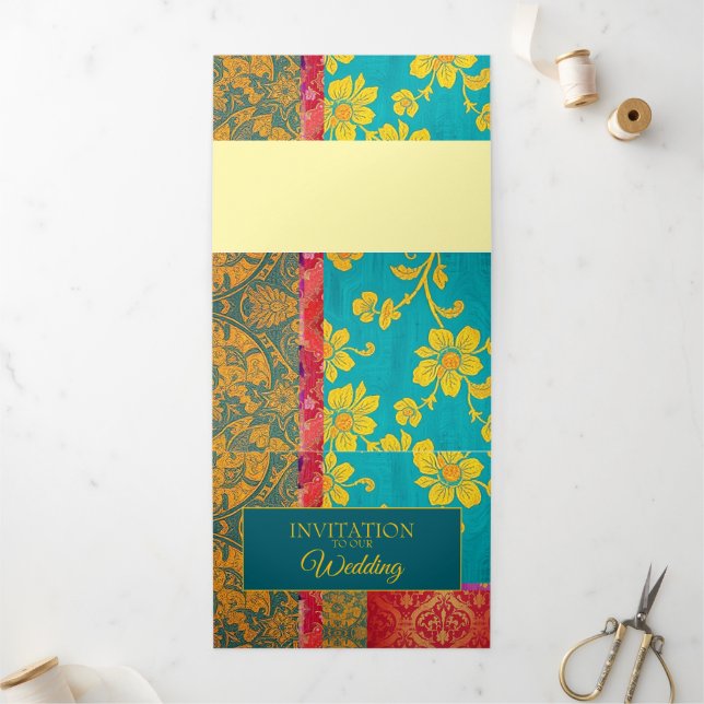 ORIENTAL Colourful Green Red - Invitation Card (Outside)