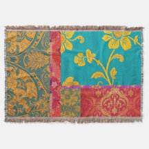 ORIENTAL Colourful Green Red - Throw Blanket