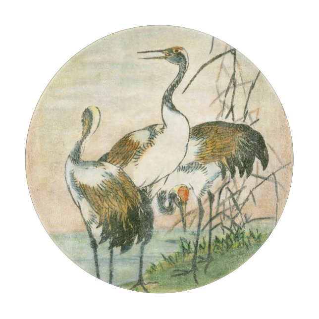Oriental Cranes by the Water Cutting Board (Front)