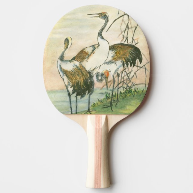 Oriental Cranes by the Water Ping Pong Paddle (Front)