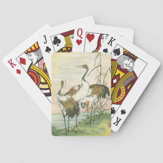 Oriental Cranes by the Water Playing Cards (Back)